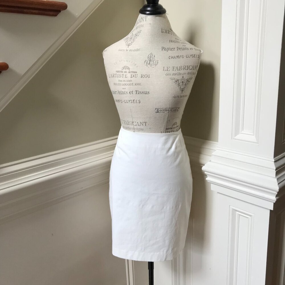 NWT Helmut Lang Mini Skirt Womens 8 Ivory Straight Pencil Cotton Twill NEW